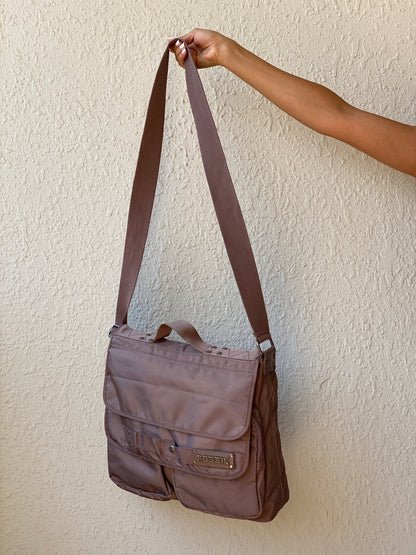 Fossil Taupe Heavyweight Nylon Laptop Messenger Bag
