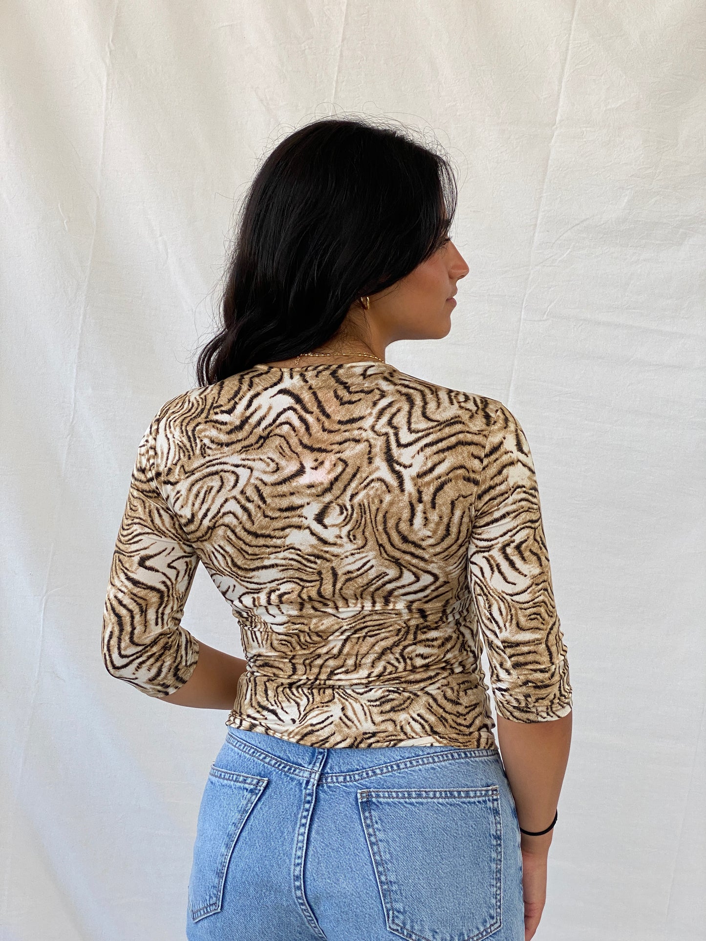 Vintage CDW Cheetah Print 3/4 Sleeve Top - M