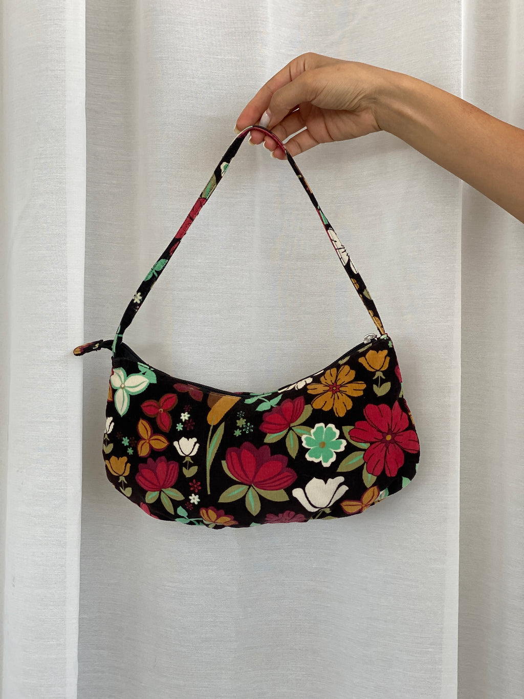 Y2K Floral Corduroy Exterior Shoulder Bag