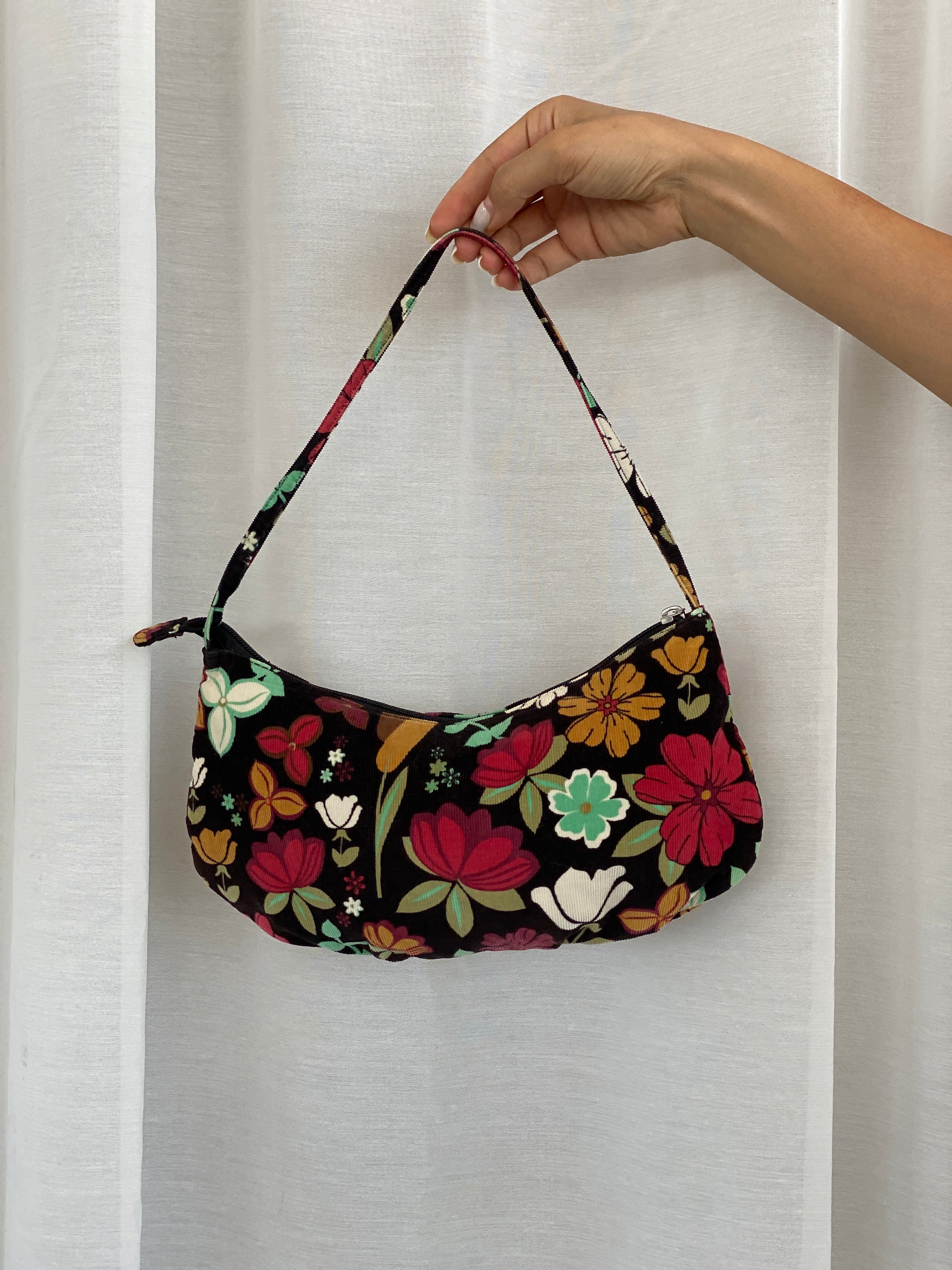 Y2K Floral Corduroy Exterior Shoulder Bag