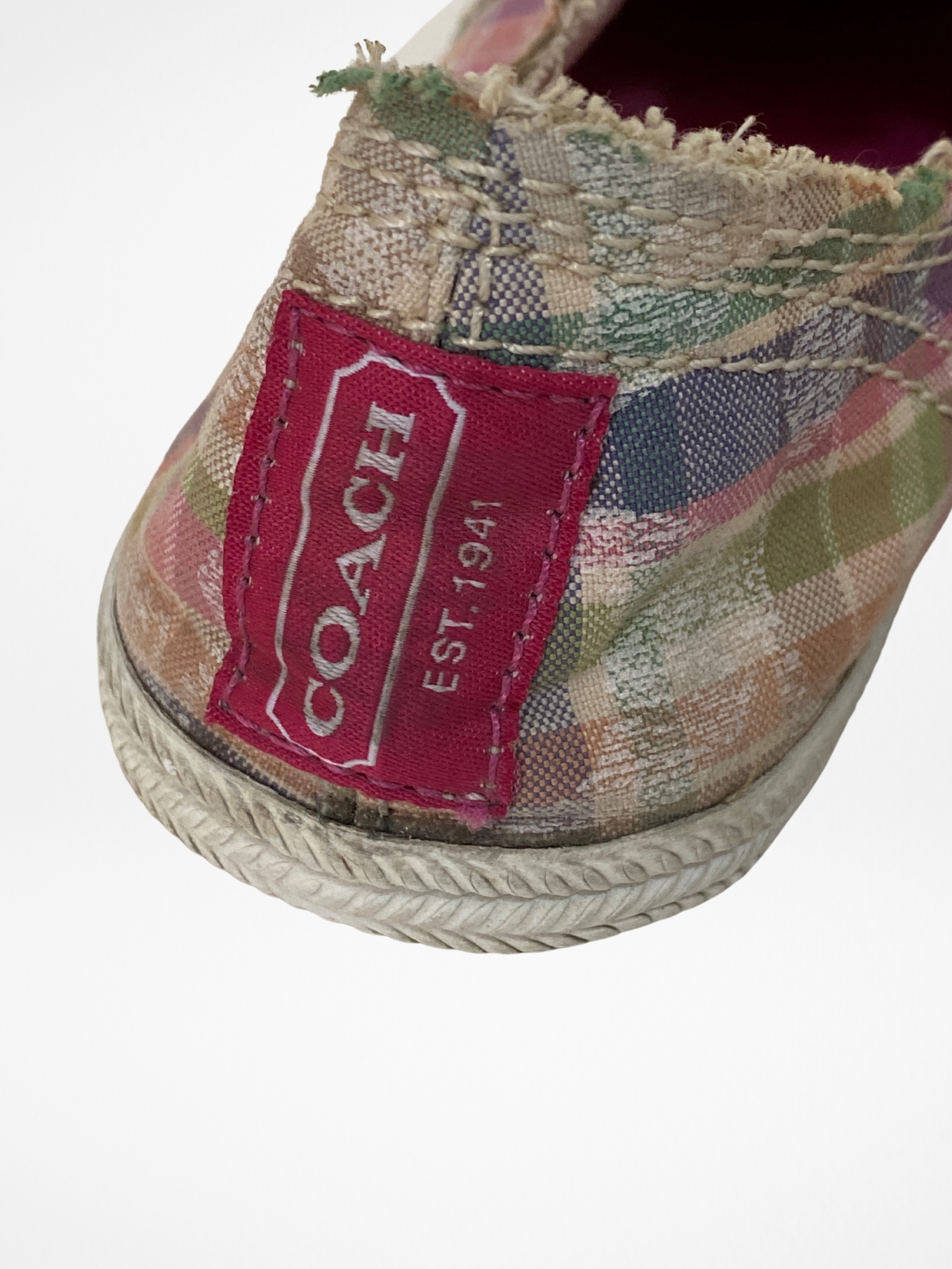 Coach Pink Plaid Distressed Slip-On Sneakers – 38.5 EU Coach Pink Plaid Distressed Slip-On Sneakers – 38.5 EU