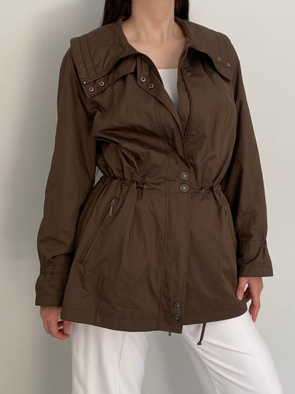 Y2K Opal Woman Chocolate Brown Lightweight Utility Trench Coat – L