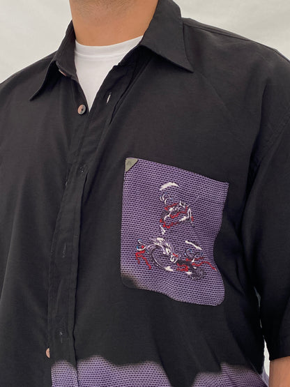 Y2K First Down Southern Rim Black & Purple Dragon Button-Up Shirt – XL