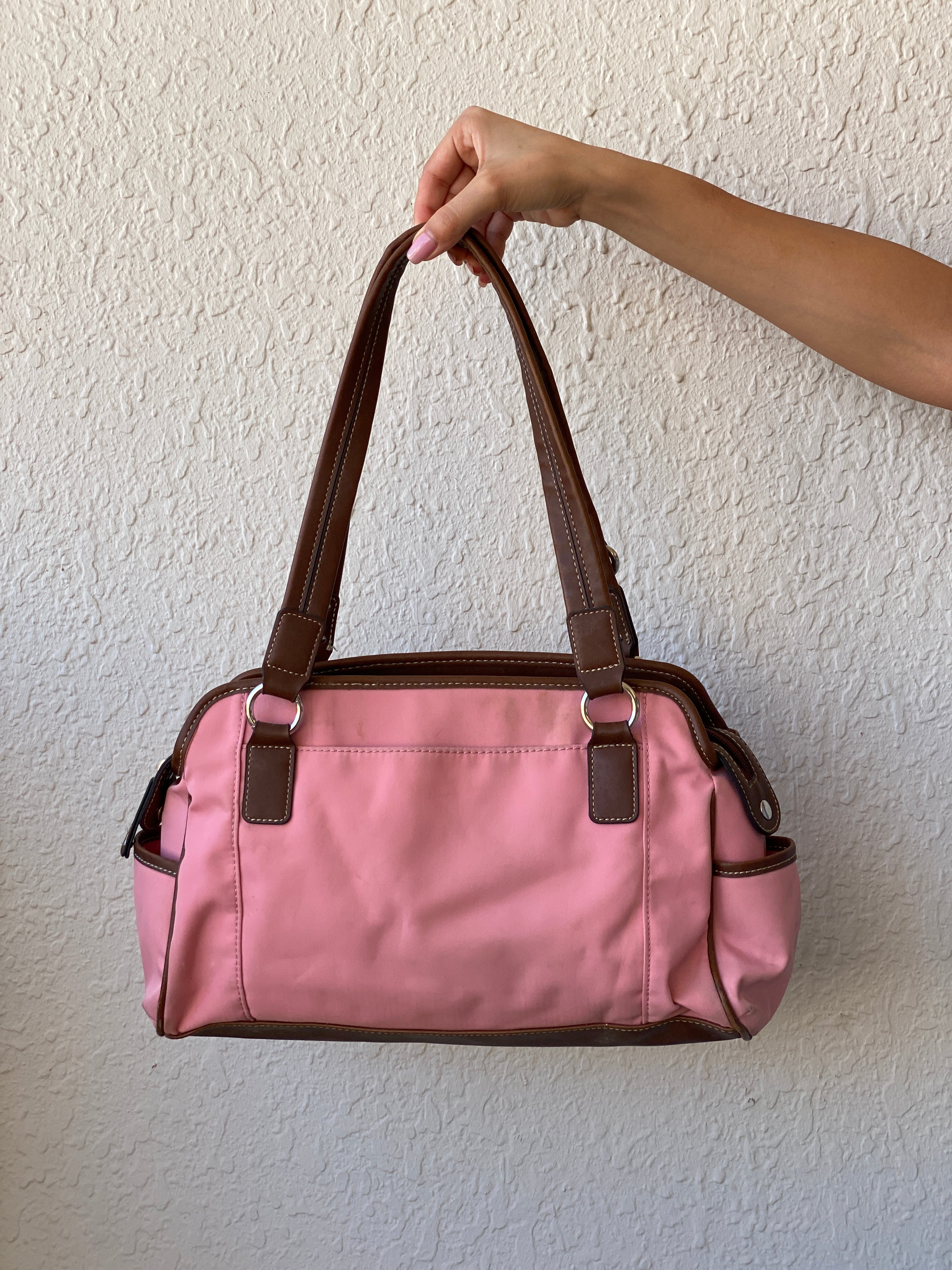 Chaps Pink Brown Shoulder Bag