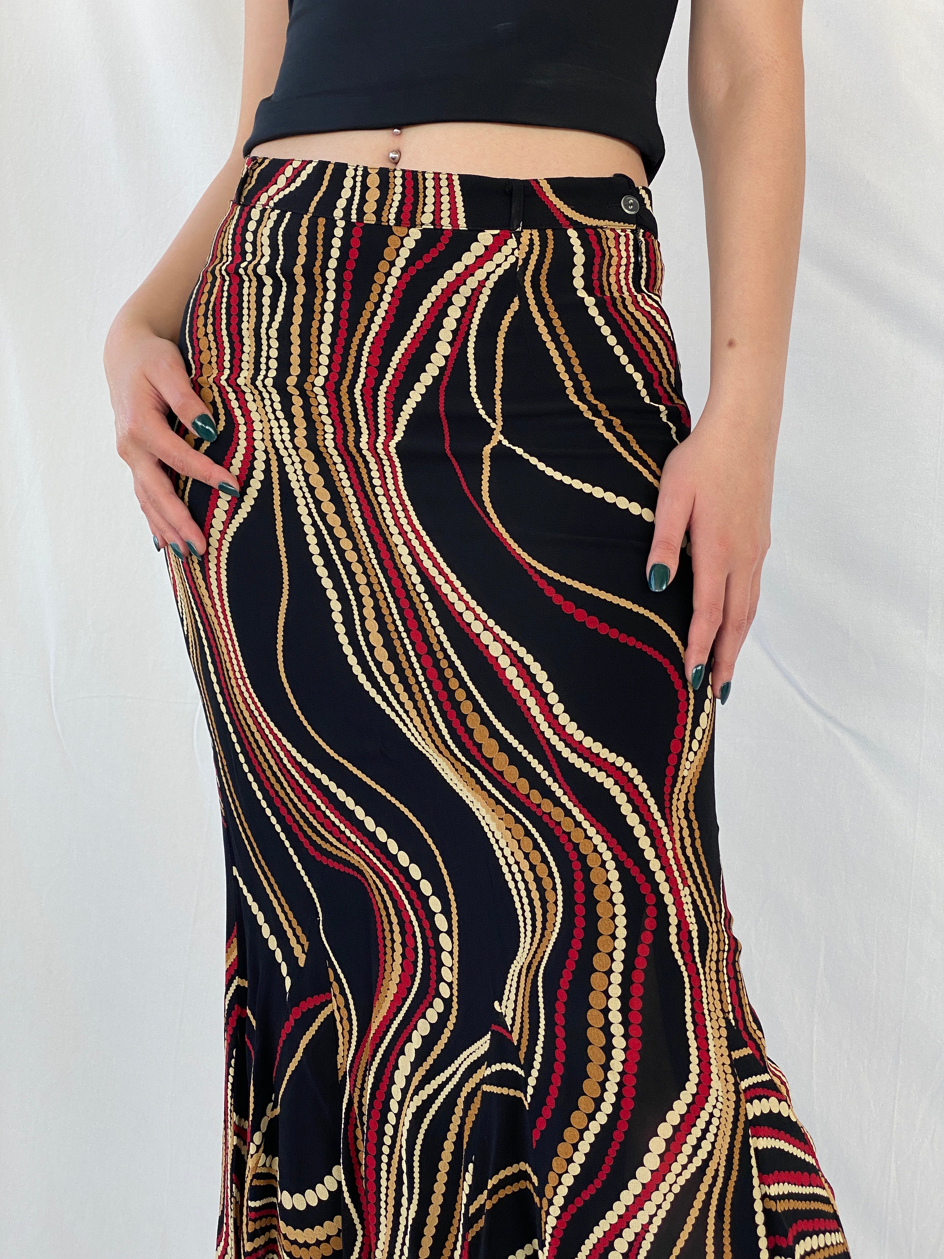 Vintage Feyyaz Collection Black Groovy Asymmetric Maxi Skirt - M