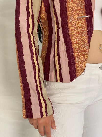 Vintage Rinascimento Patchwork Floral Blazer Pink & Maroon Tailored Jacket - S