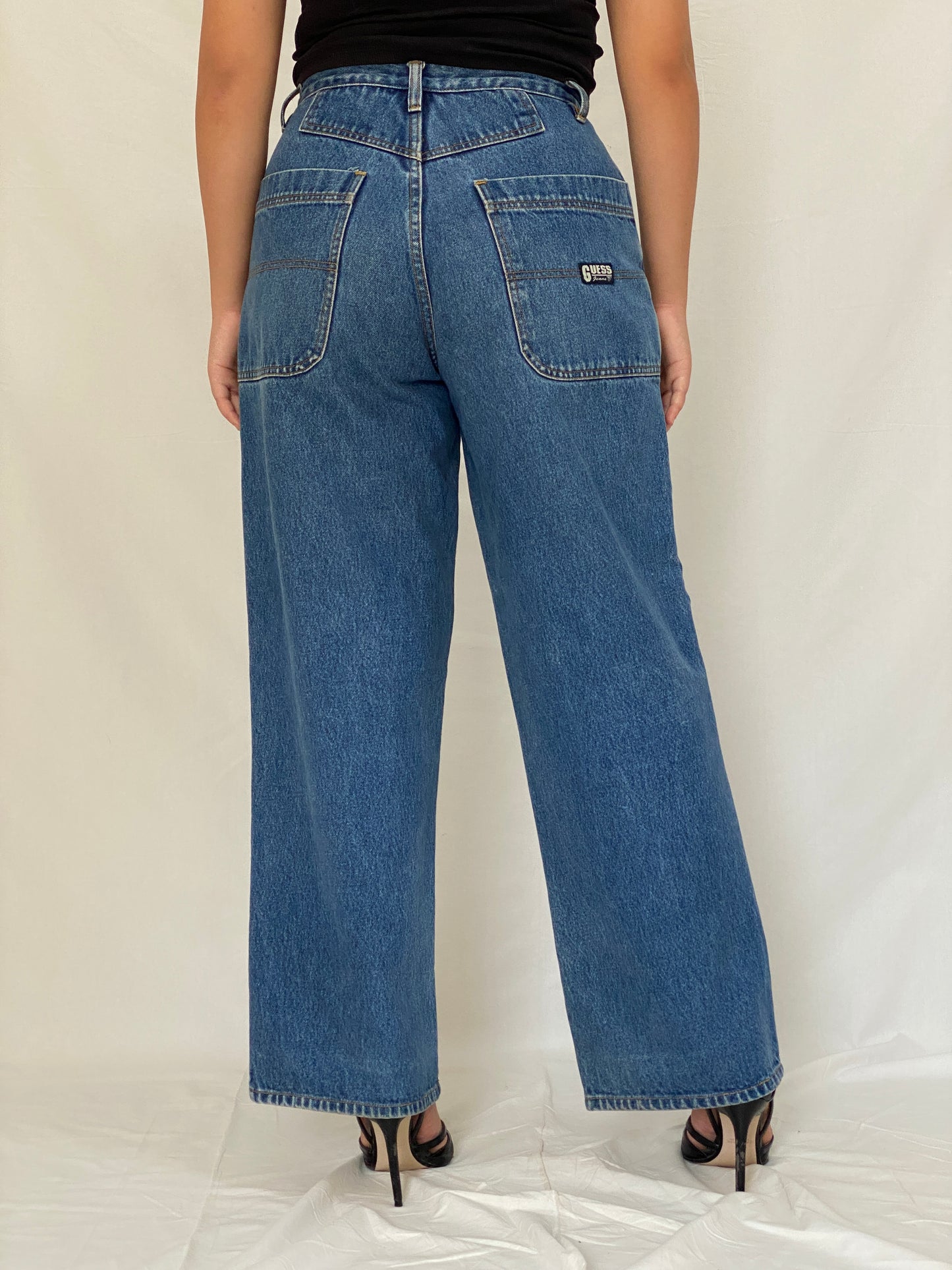 Vintage Guess Jeans Fall '97 Wide Leg High Rise Skater Denim Jean - 38EUR