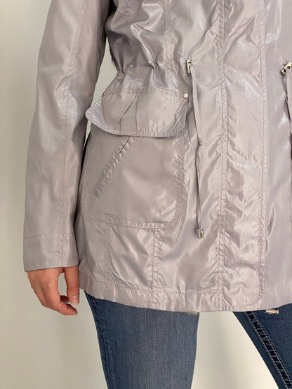 The Outerwear by C&A Metallic Silver Grey Hooded Utility Parka Jacket – L