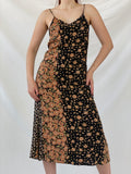 Vintage 90s High Maintenance Black Floral Spaghetti Strap Maxi Dress - M