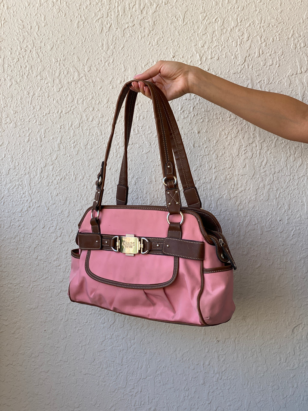 Chaps Pink Brown Shoulder Bag