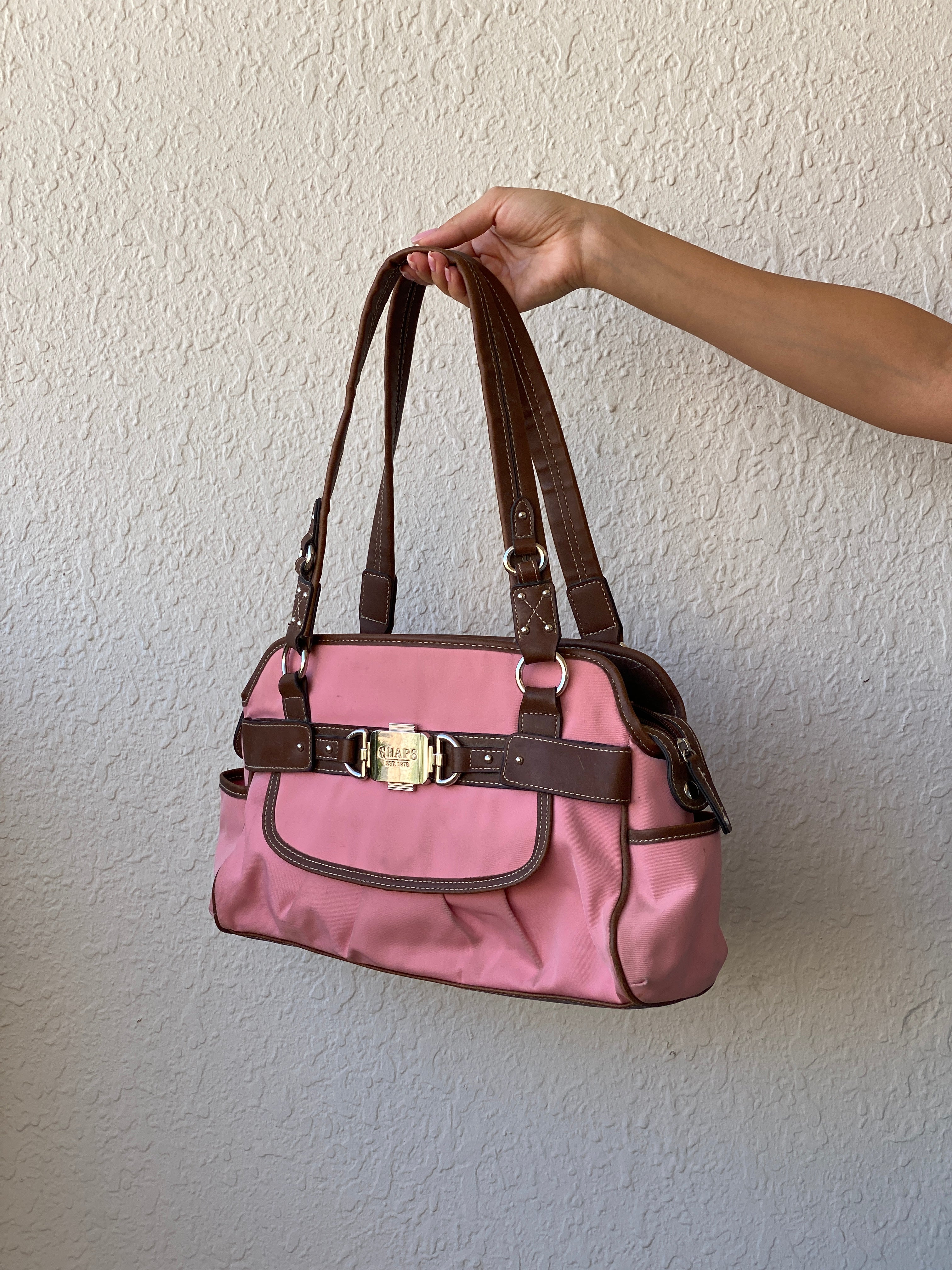 Chaps Pink Brown Shoulder Bag