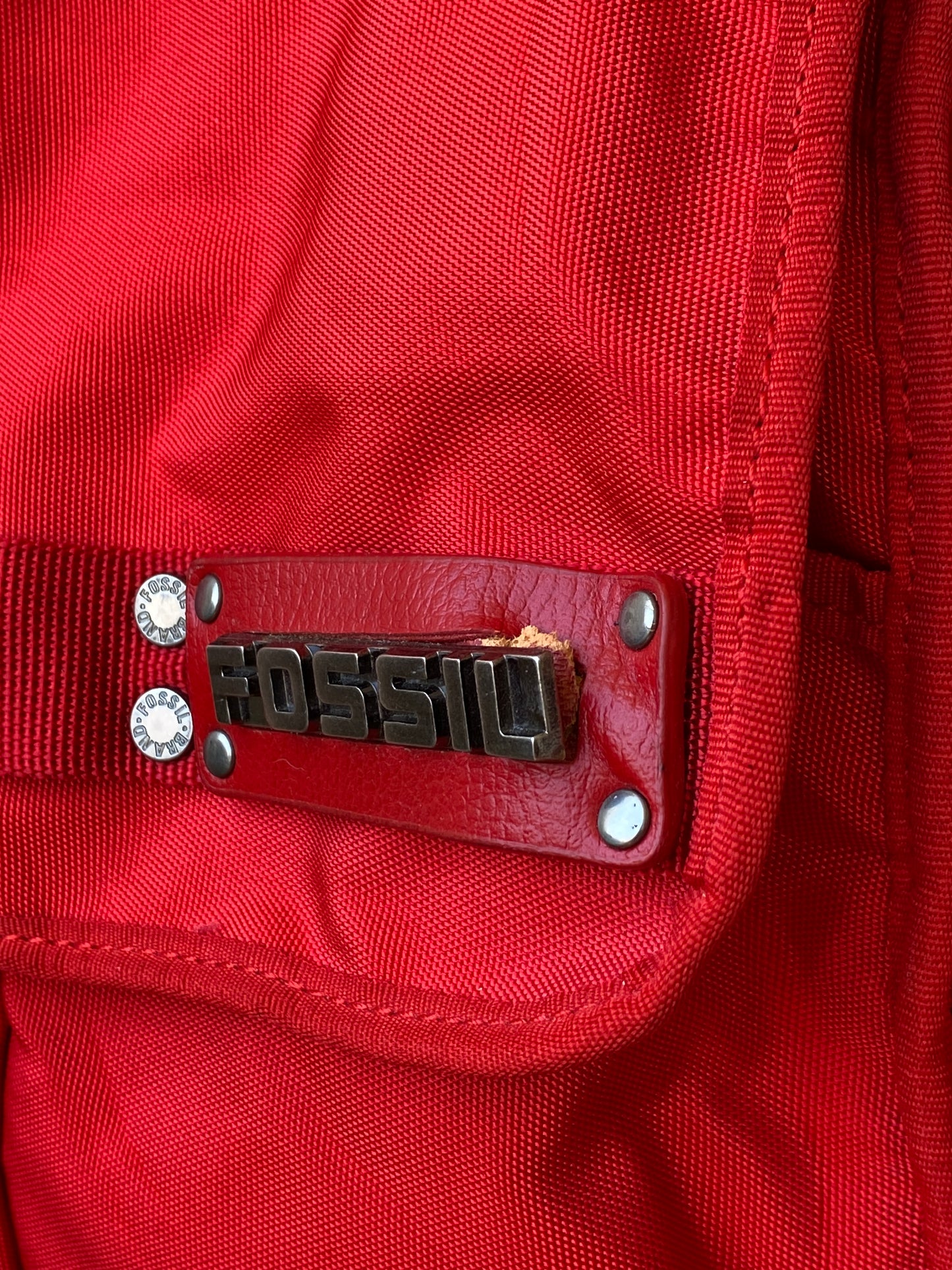 Fossil Red Heavy-Duty Nylon Laptop Messenger Hand-Crafted Work Bag