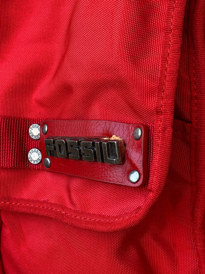 Fossil Red Heavy-Duty Nylon Laptop Messenger Hand-Crafted Work Bag