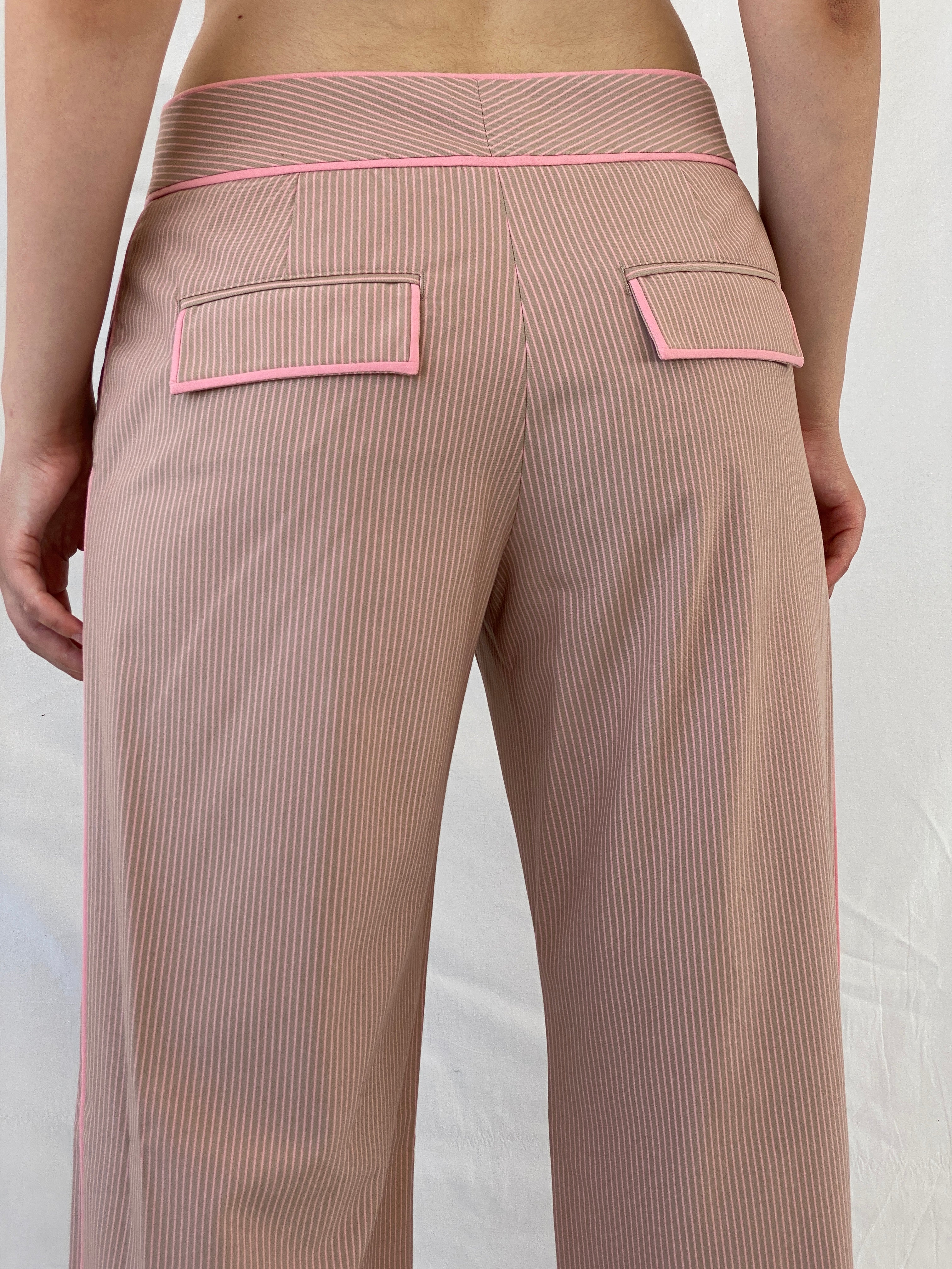 Y2K Express Design Studio Pink Pinstripe Officecore Wide Leg Pants - M