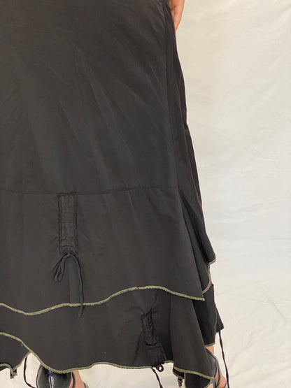 Vintage Y2K TLTN Tolentino Black Utility Wrap Midi Skirt Cotton - XL