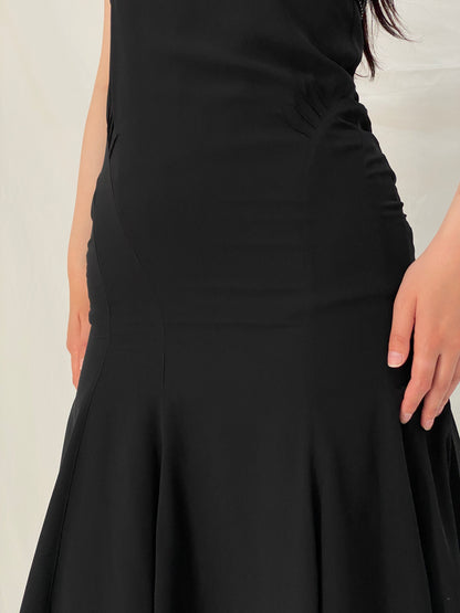 Vintage 90s Elements by Amanda Wakeley Black Beaded Midi Dress – M