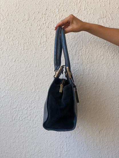 Tommy Hilfiger Navy Croc-Embossed Structured Tote