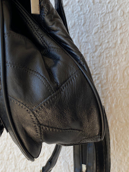 Vintage 90s Bercy Black Genuine Leather Patchwork Multi-Pocket Backpack
