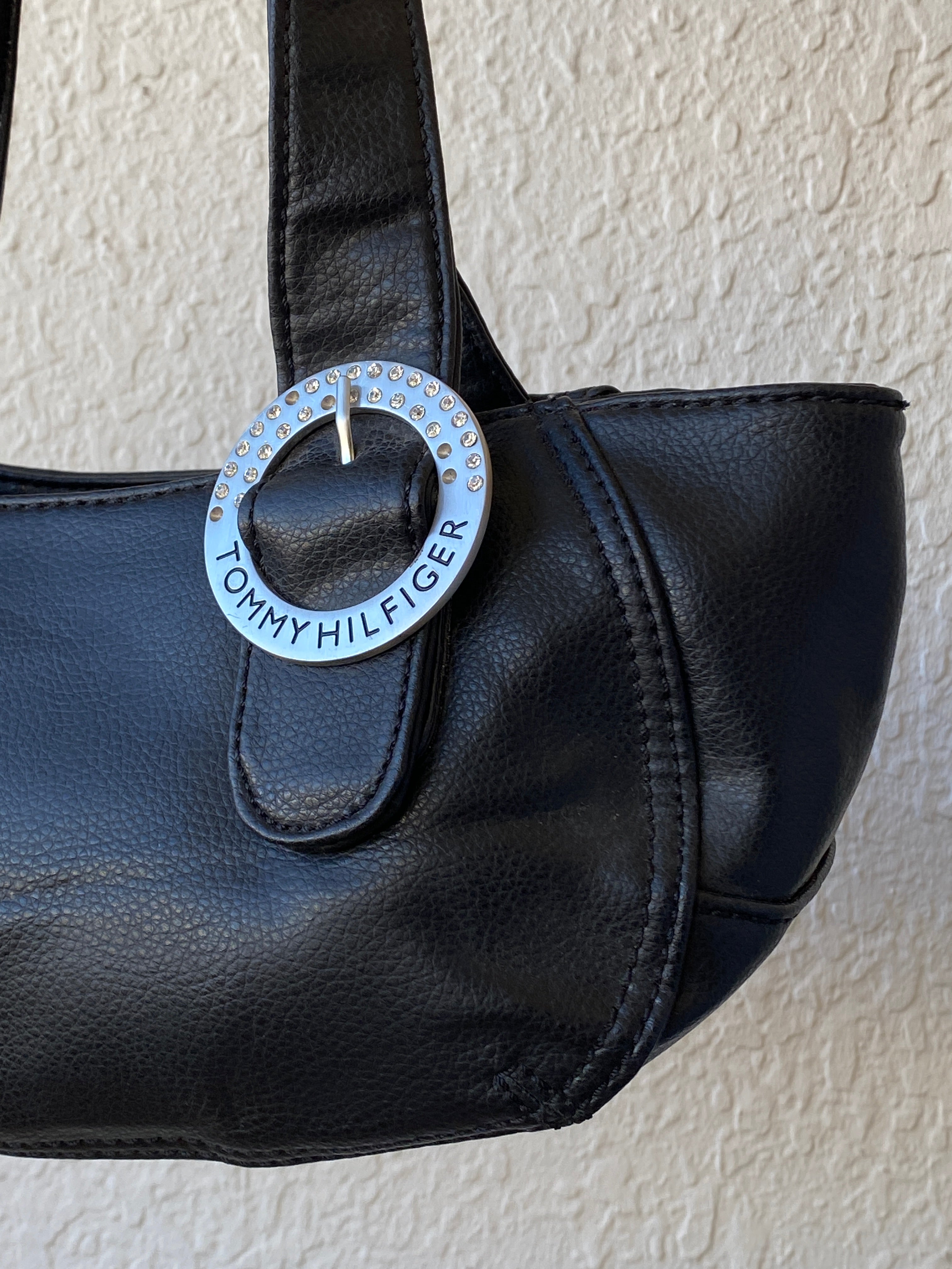 Y2K Tommy Hilfiger Black Vegan Leather Women’s Shoulder Bag