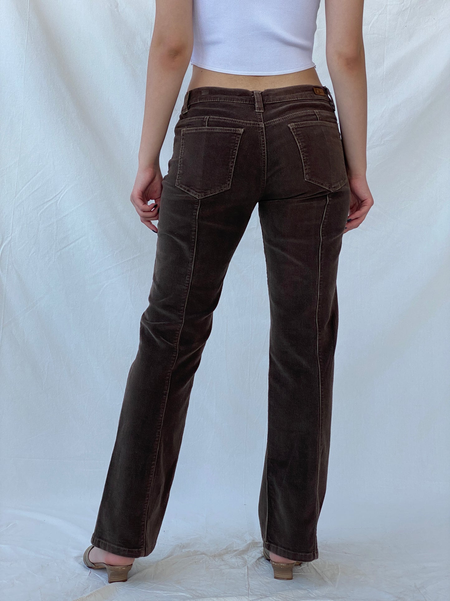 Y2K DKNY East Village Jeans Brown Mid-Rise Flare Corduroy Pants - 38EUR