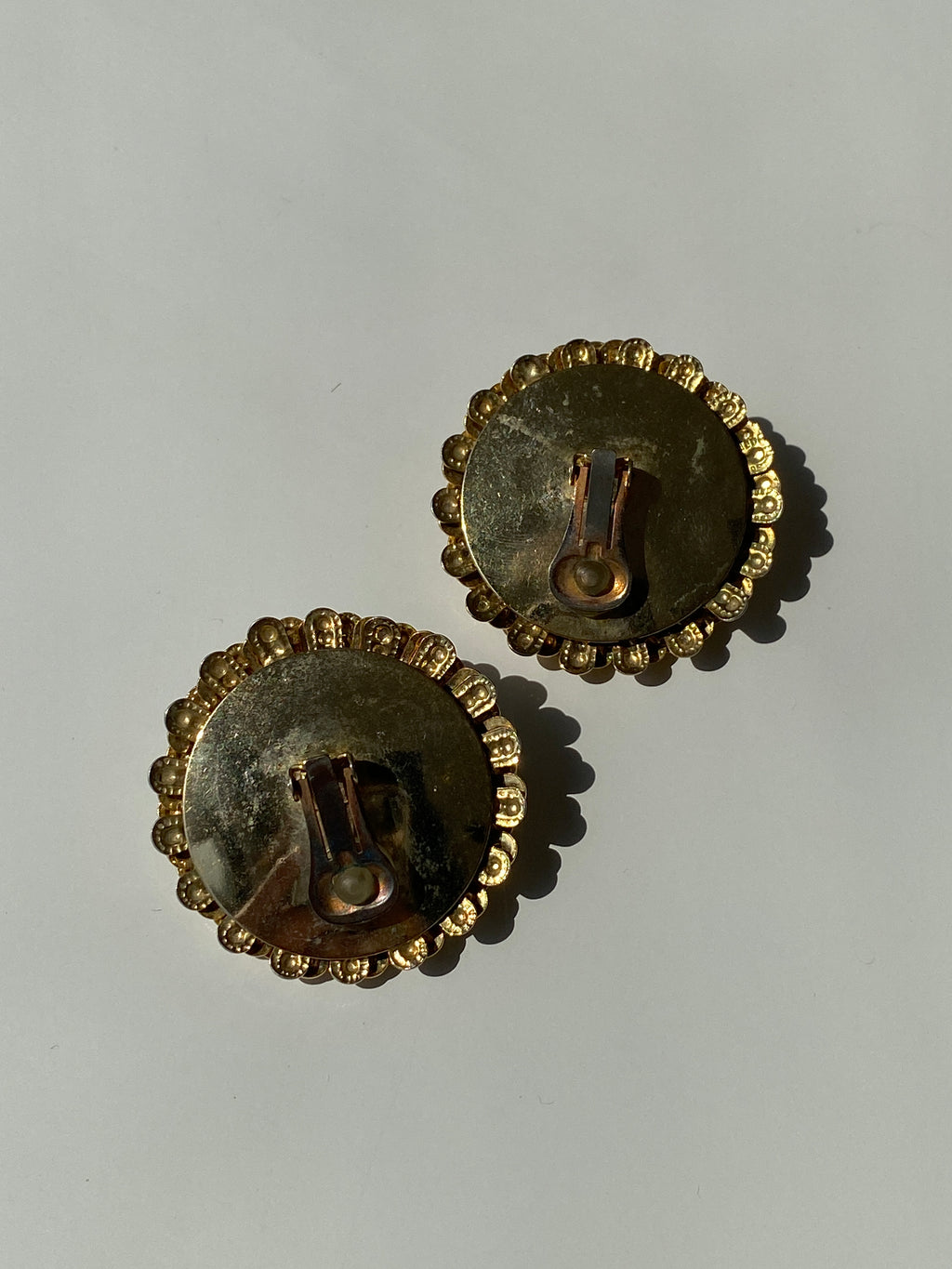 Vintage Flower Gold Clip Back Earrings