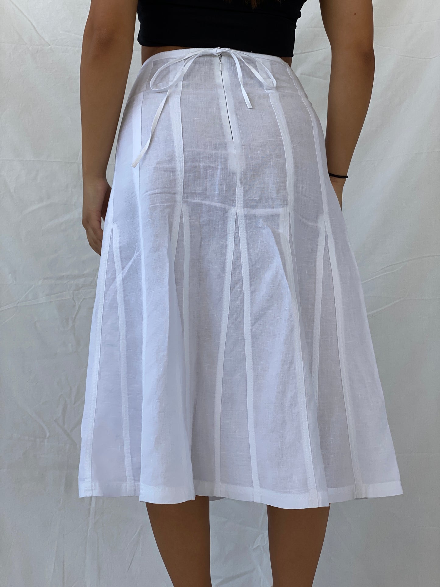 Cutest Everyday Midi A-Line Linen White Skirt - S