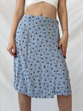Beautiful Marks & Spenser Floral Blue Midi Wrap Fairycore Skirt - L