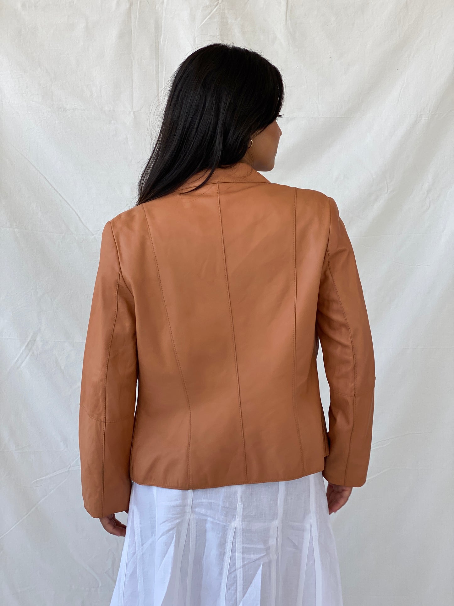 Vintage 00s CHRiST Genuine Leather Orange Blazer - M