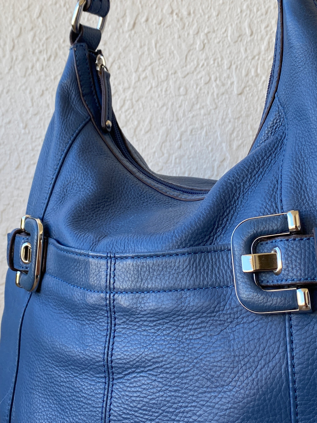 Vintage Tignanello Blue Purse Genuine Leather Hobo Shoulder Bag