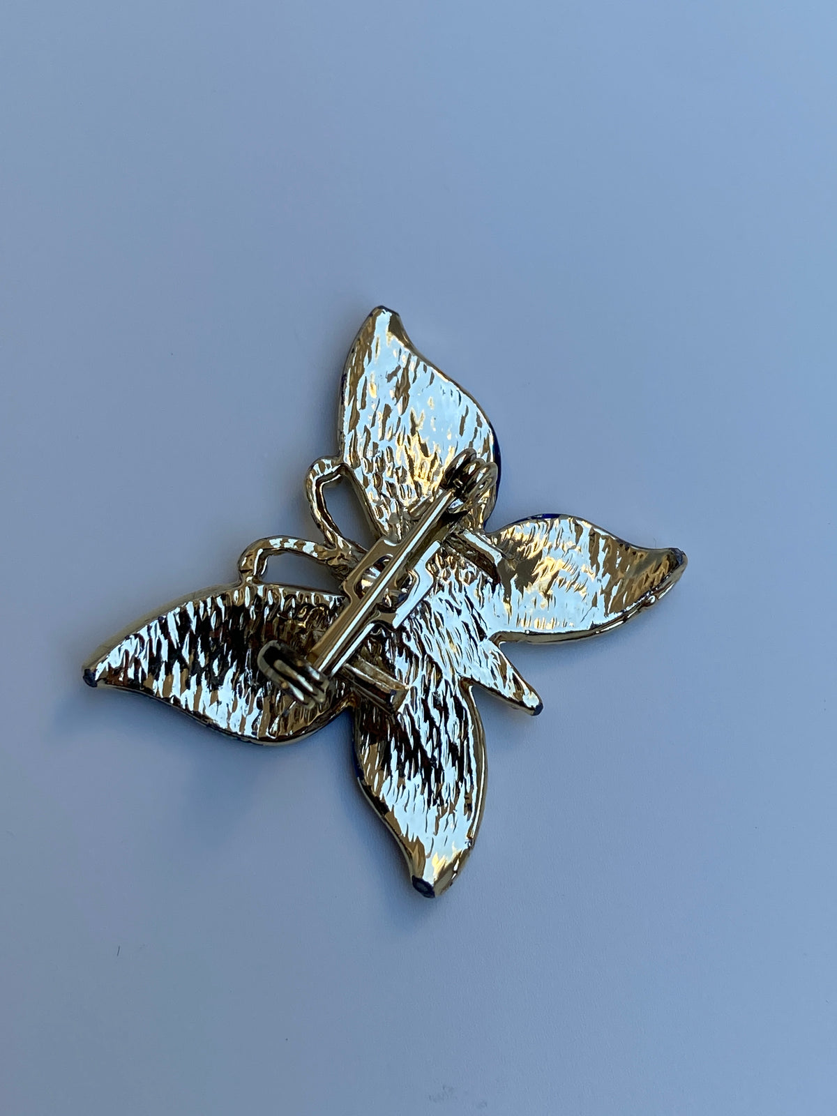Vintage Blue Enamel Butterfly Pin Crystal Rhinestone Accents Brooch Vintage Blue Enamel Butterfly Pin Crystal Rhinestone Accents Brooch