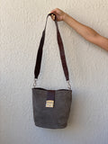 Gorgeous Claudia Firenze Taupe Suede & Brown Leather Bucket Purse Shoulder Bag