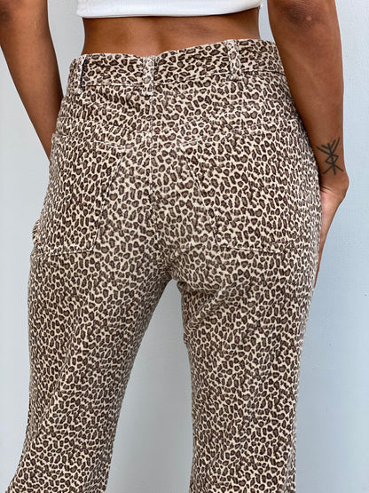 Vintage Y2K GAP Leopard Print Straight Leg Jeans Brown Animal Print - S