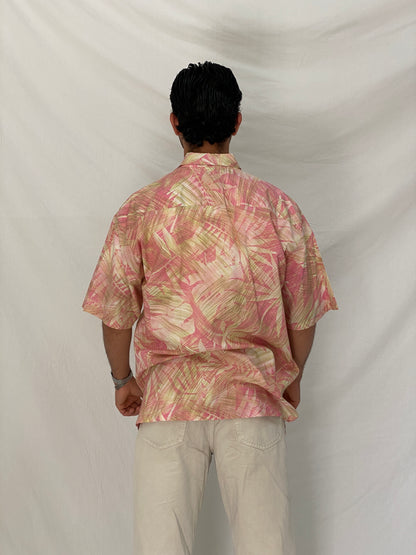Vintage Tori Richard Pink Tropical Men’s Cotton Hawaiian Shirt – L
