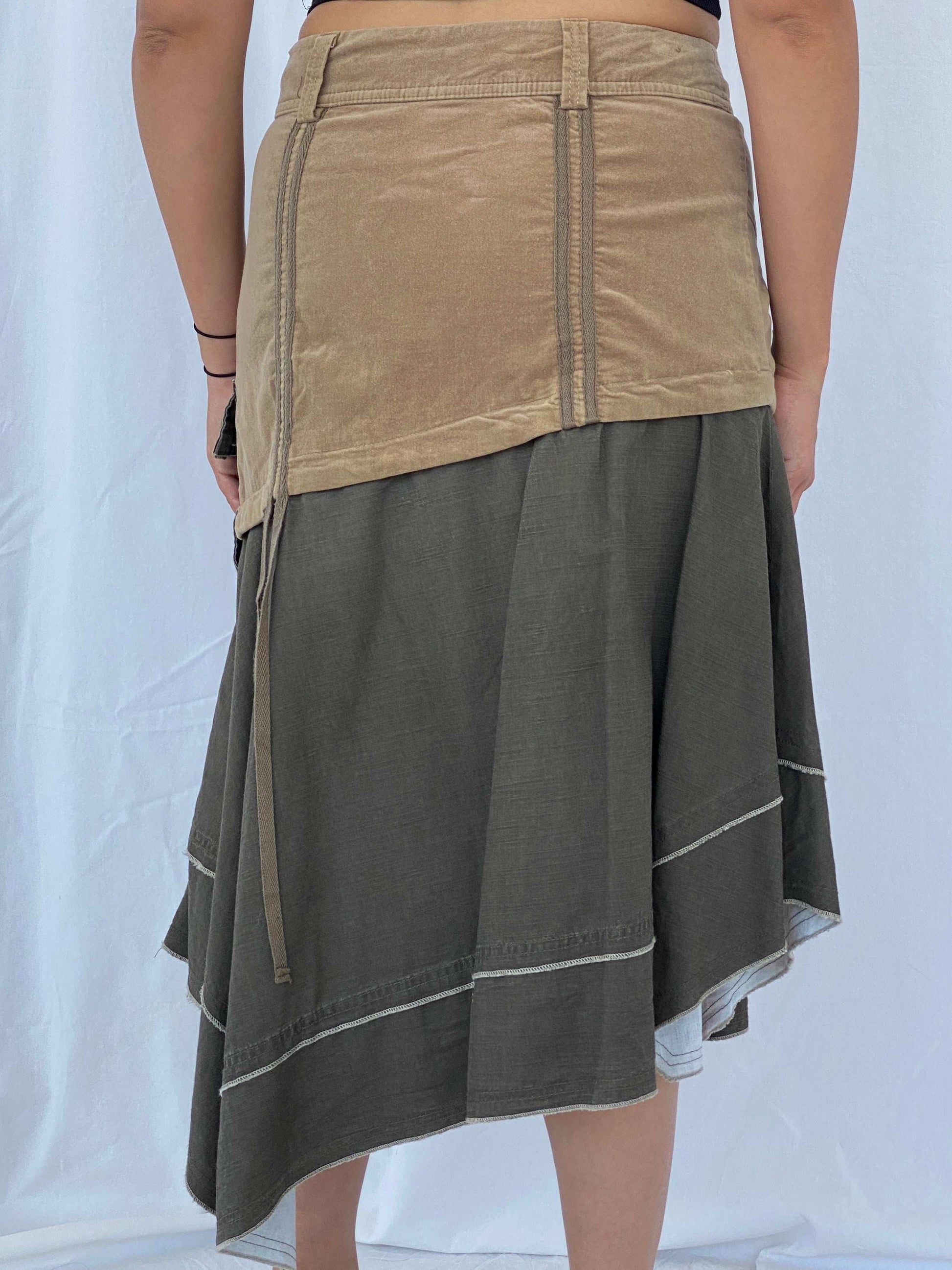 Vintage 90s Jacqueline Riu Asymmetric Midi Khaki Skirt Size L/XL - Balagan Vintage Midi Skirt 90s, Alaa, midi skirt, NEW IN, summer, Tojan