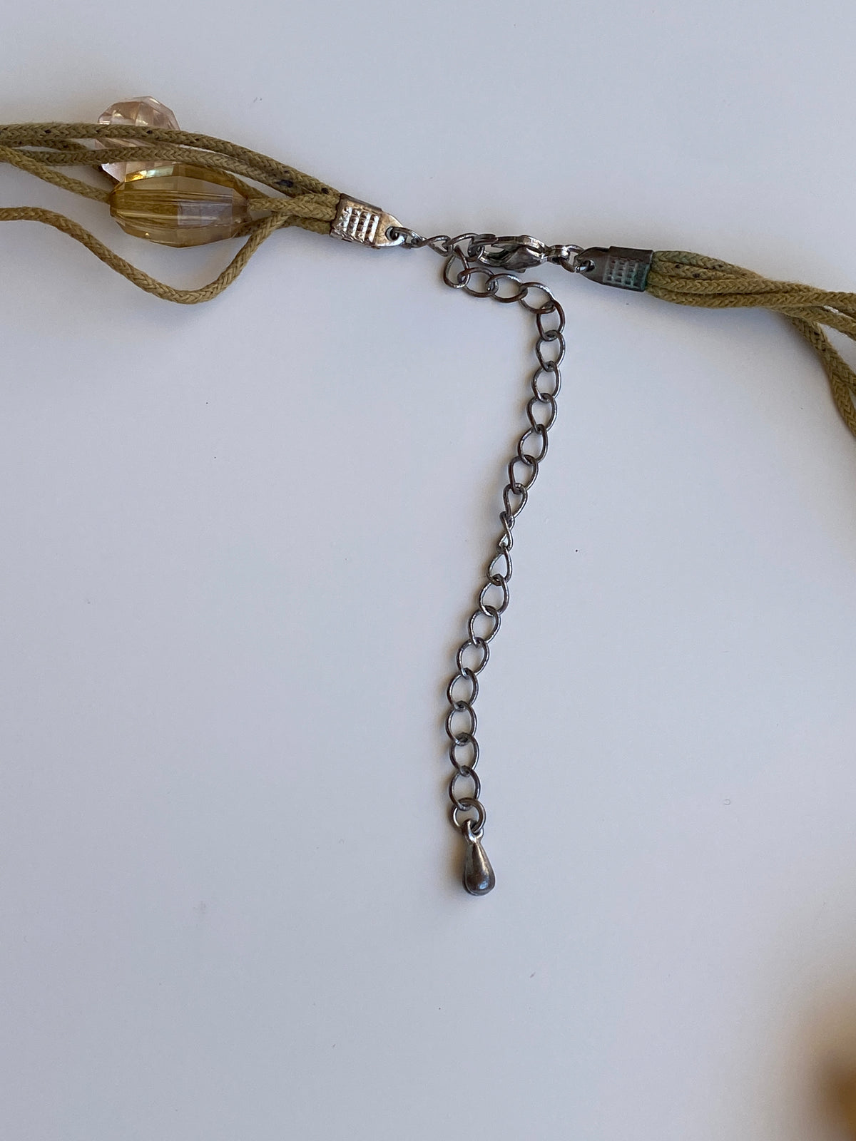 Vintage Y2K Amber Brown Beaded Multi-Strand Cord Pendant Tassel Necklace