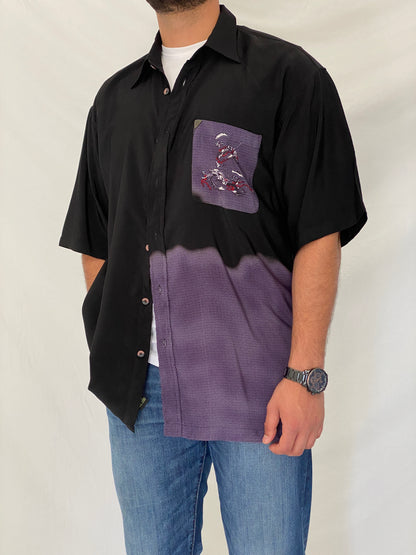 Y2K First Down Southern Rim Black & Purple Dragon Button-Up Shirt – XL