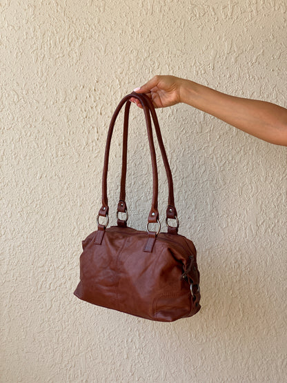 Vintage Jens Koch Cognac Brown Genuine Leather Shoulder Bag