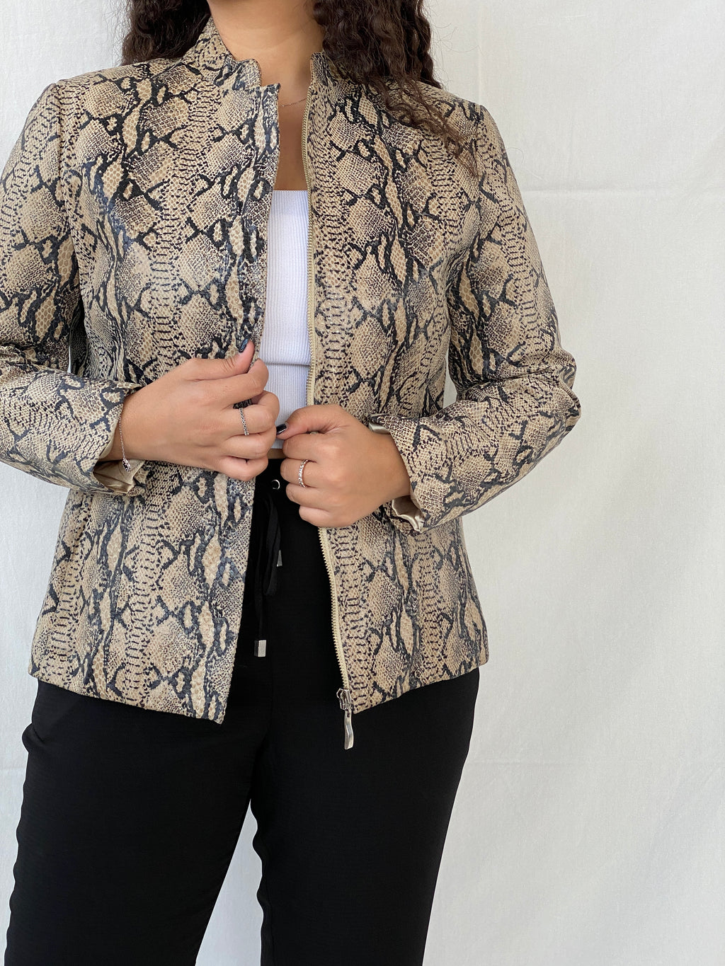 Vintage TUSKANY Italy Women’s Zip Up Snake Skin Leather Jacket - L