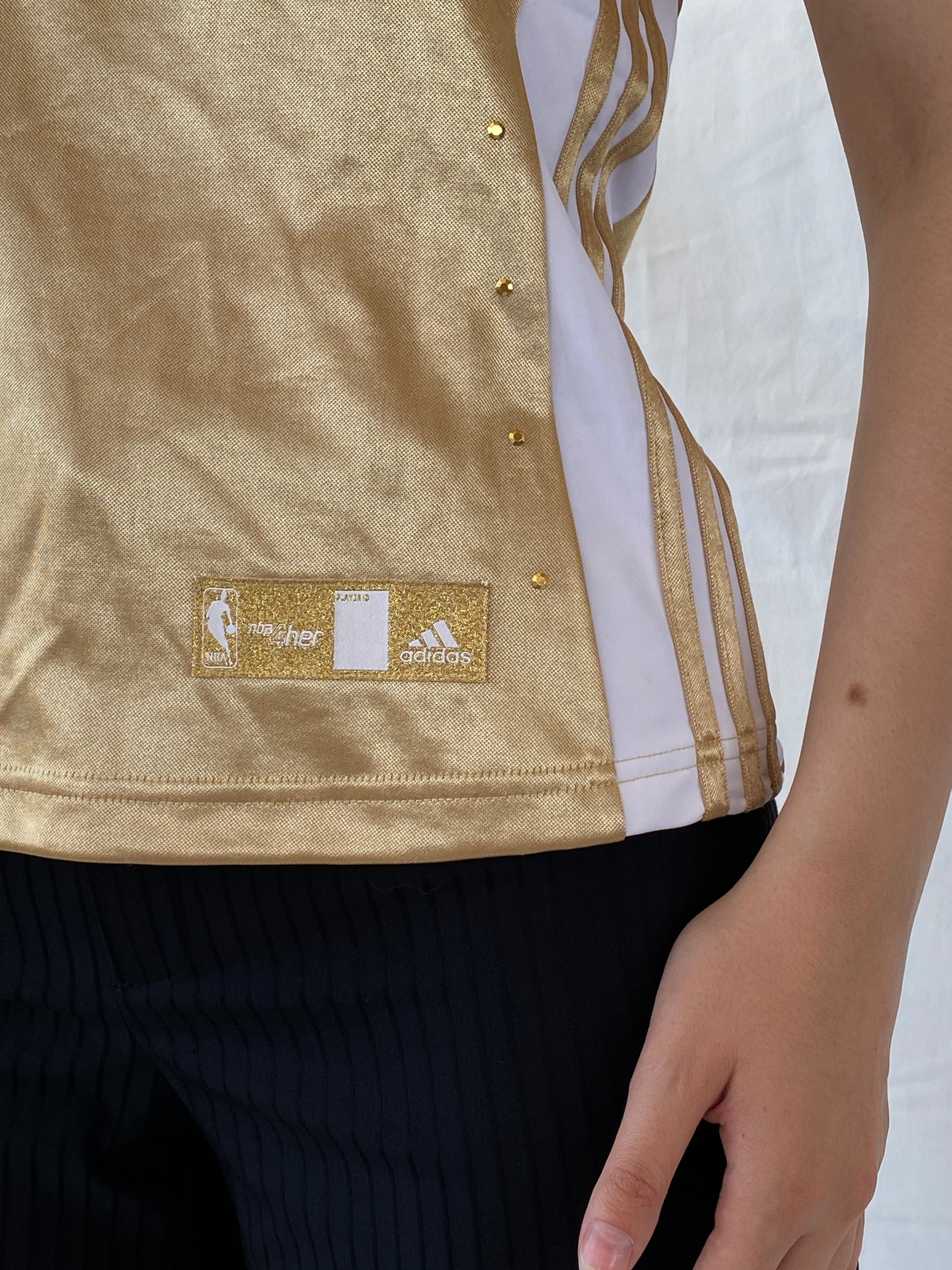 Rare Y2K Adidas NBA LeBron James #23 Gold Cleveland Cavaliers For Her Sporty Basketball Jersey - S