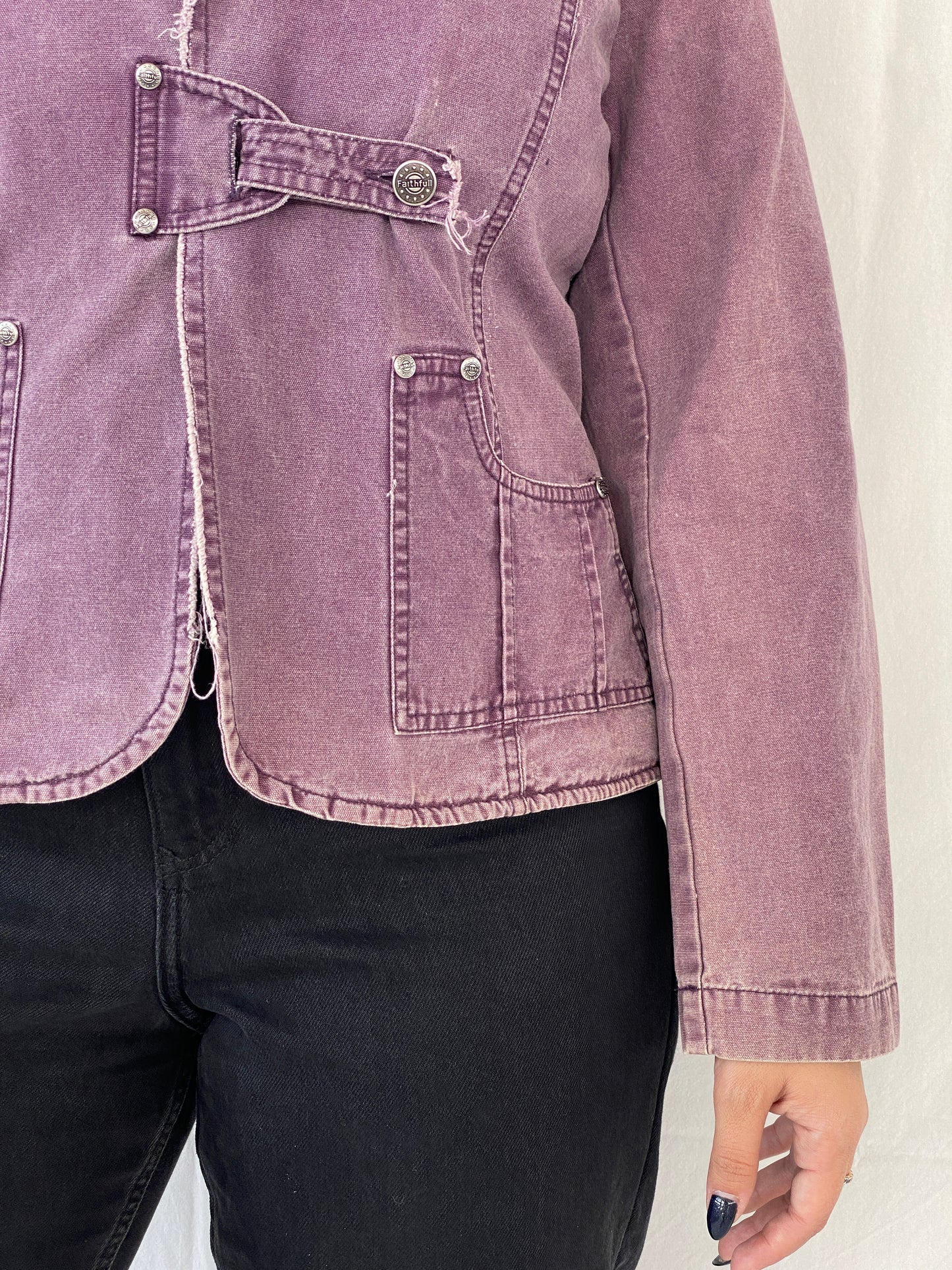 Vintage 00s Faithfull Purple Blazer Denim Like Effect - L