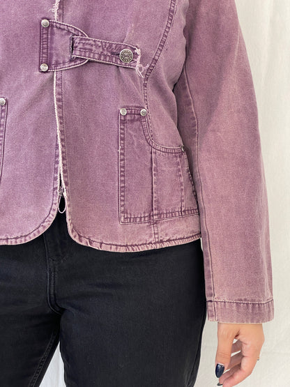 Vintage 00s Faithfull Purple Blazer Denim Like Effect - L