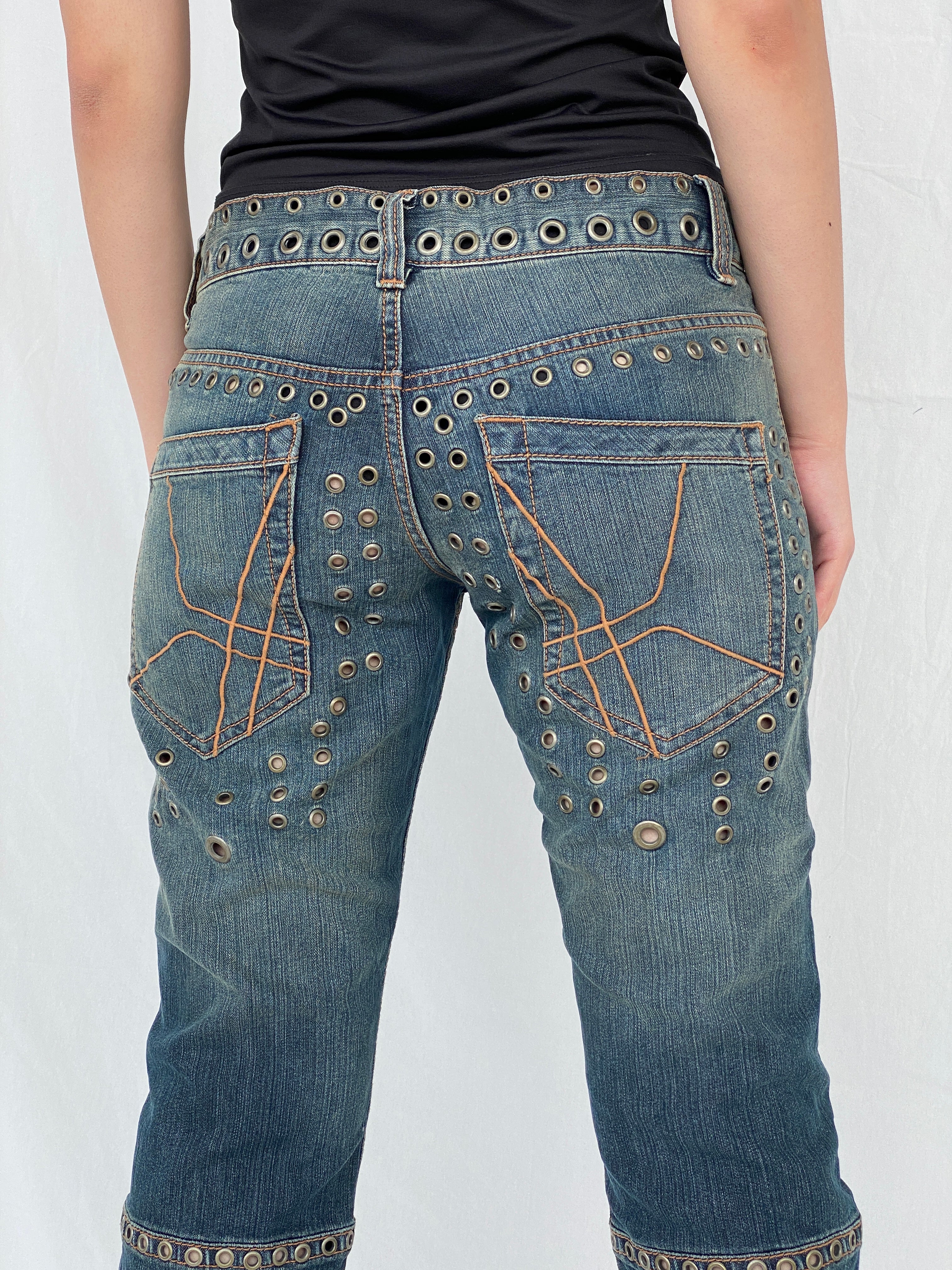 Toy G. Pinko Capri Perforated studded Jeans - 40 EUR