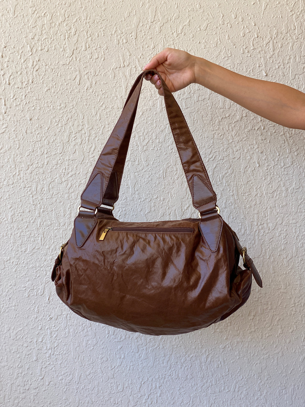 Stunning MARC PICARD Brown Purse Western Bronze Studded Shoulder Bag