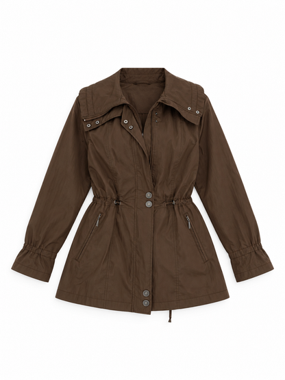 Y2K Opal Woman Chocolate Brown Lightweight Utility Trench Coat – L