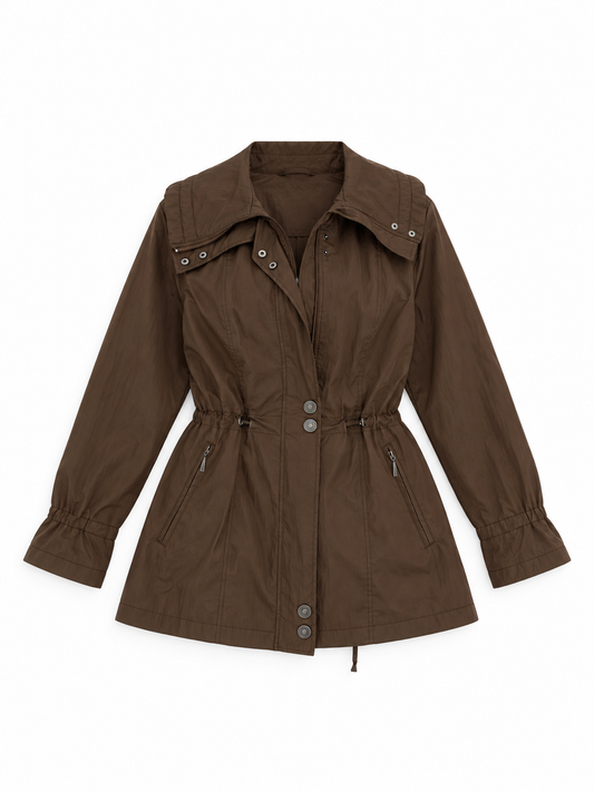 Y2K Opal Woman Chocolate Brown Lightweight Utility Trench Coat – L