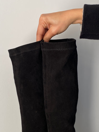 Vintage Robert Clergerie Black Stretch Knee-High Platform Boots - EU 37