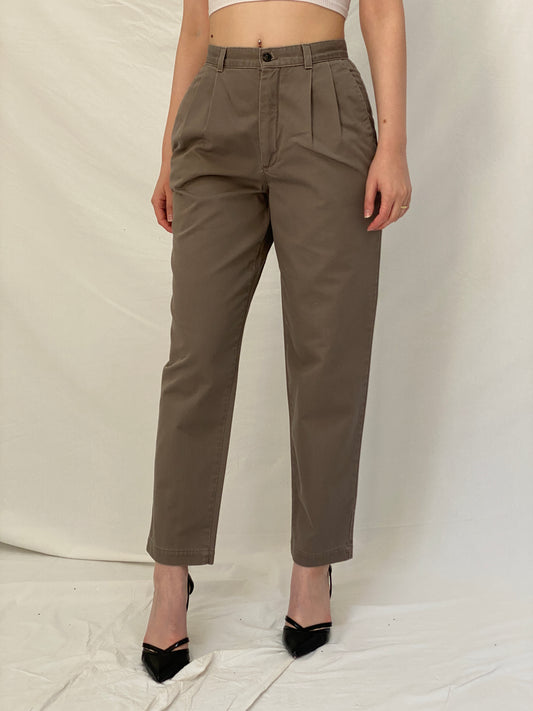 Vintage Dockers Classic Cotton Khaki Trousers Taupe Straight Leg Y2K Minimalist Pants - S