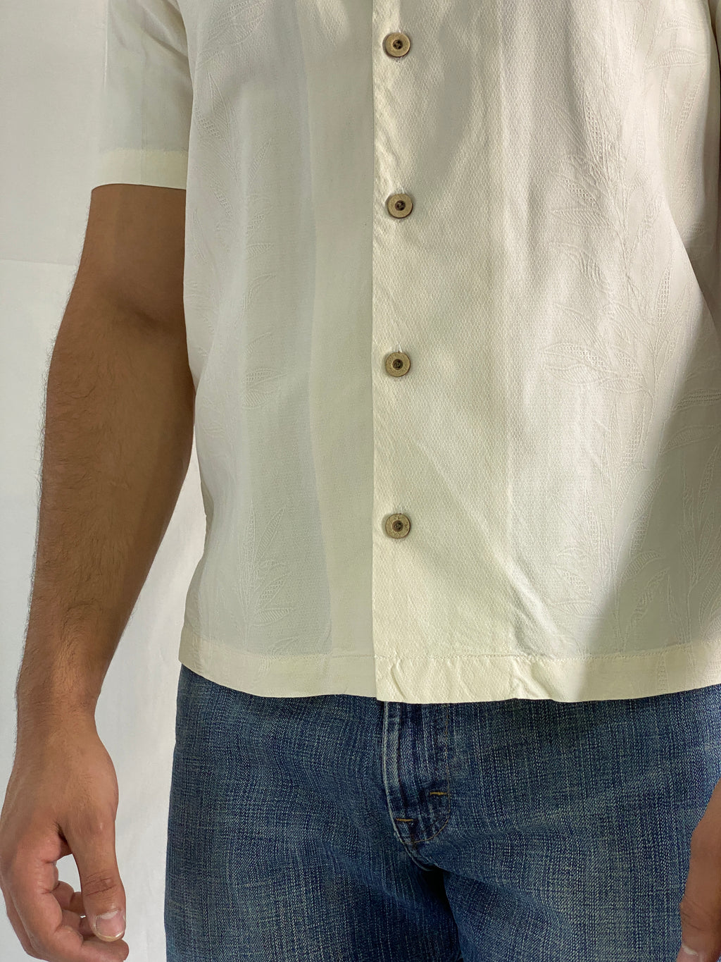 Vintage Jamaica Jaxx Authentic Island Style Men’s Off White Silk Shirt - L