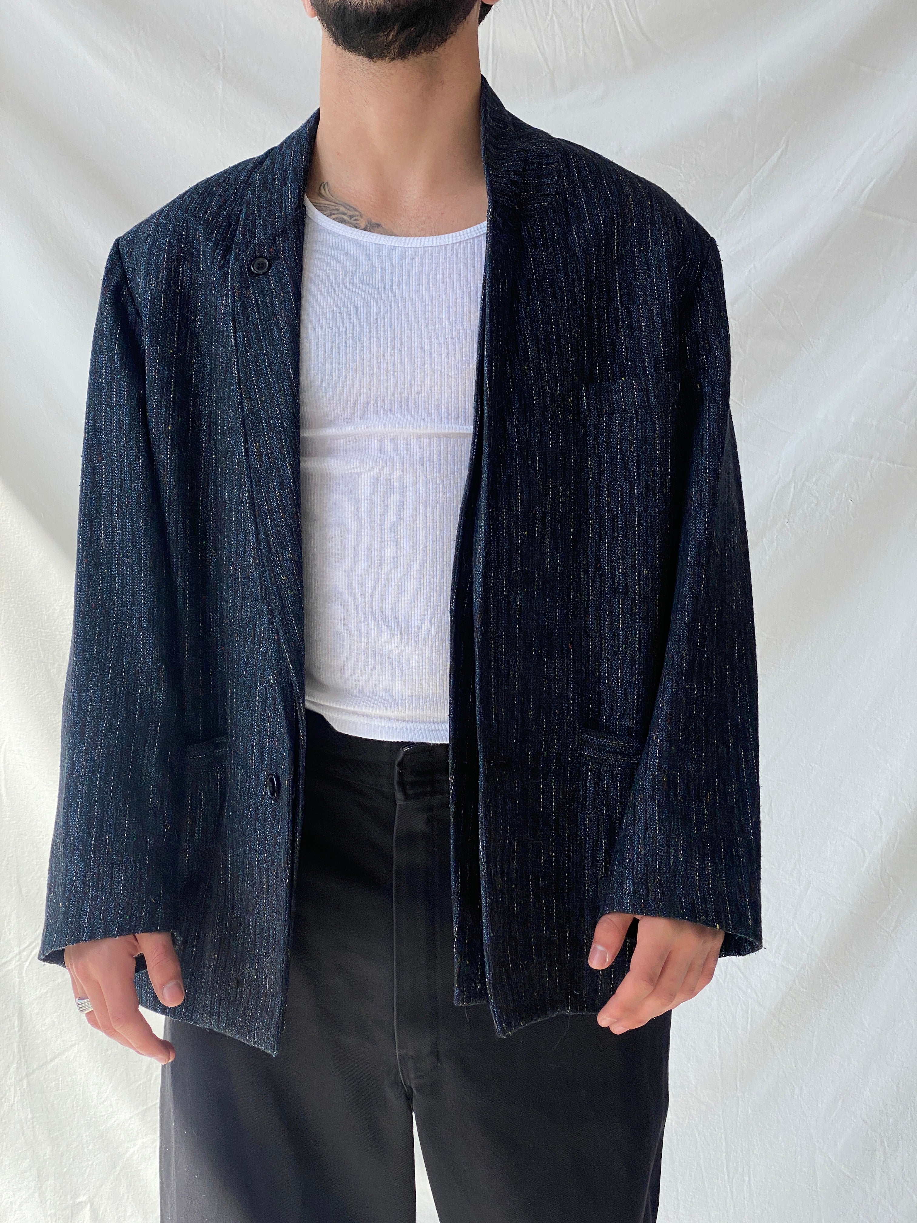 Vintage Lovers Paris Men’s Navy Striped Tweed Blazer - M