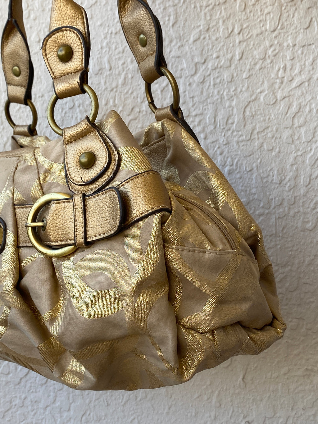 Vintage Y2K 00s Rosetti Gold Hobo Shoulder Bag